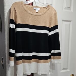 Liz Claiborne Tan Knit Top.  Worn once, very slimming.
